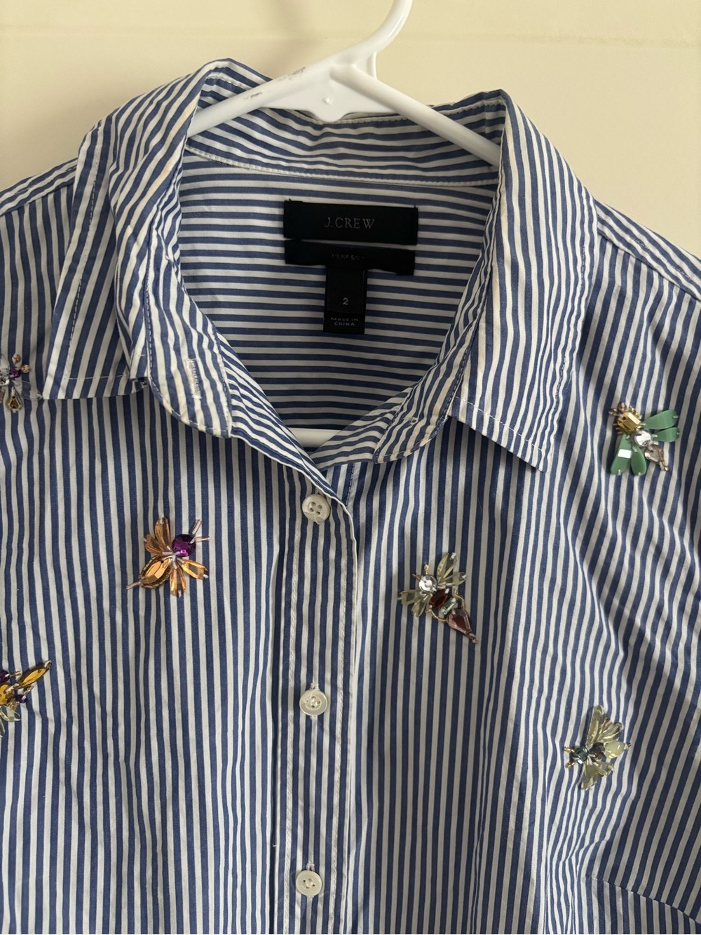J. Crew Blue and White Striped Cotton Button-Up Shirt - Picture 3 of 7